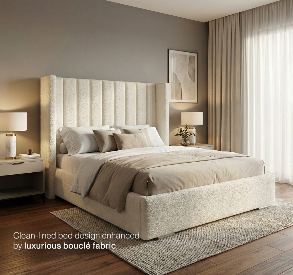 DUSK TEDDY BOUCLE WINGBACK BED - Image 4
