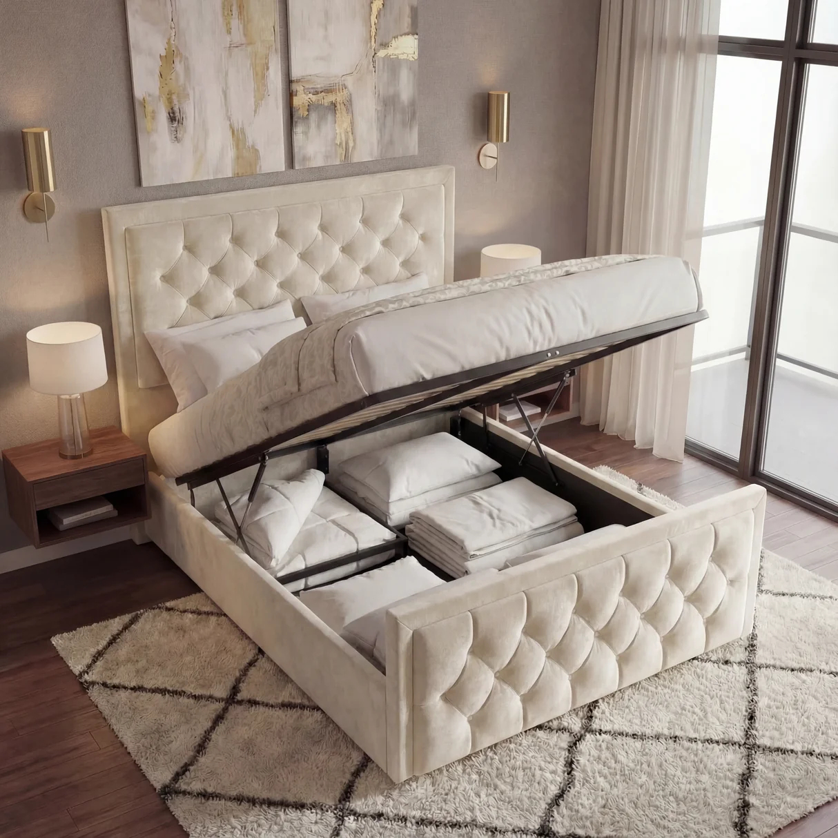 HILTON BUMBER STYLE CHESTERFIELD HEADBOARD BED - UK