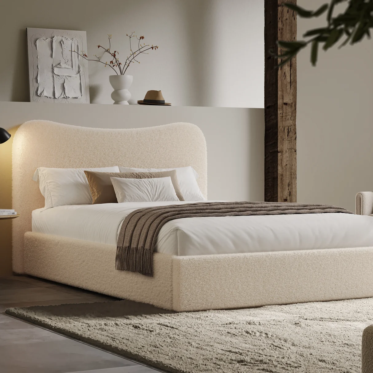Ameri Boucle Bed Teddy Fabric Bed frame