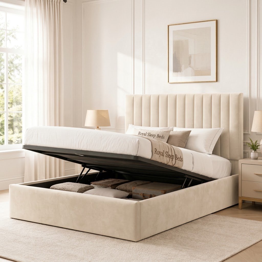 Vida Designs Vellaro Double Ottoman Linen Fabric Bed