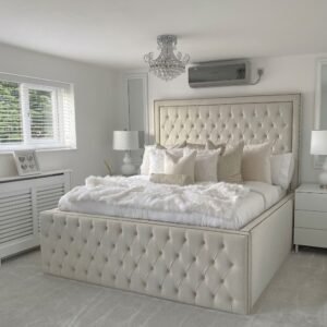 18'' Side Base Tufted Hilton Style Tall Headboard Upholstered Bed