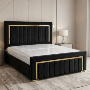 Chanel Mirror Bed with Ottoman Storage, Headboard and Mattress