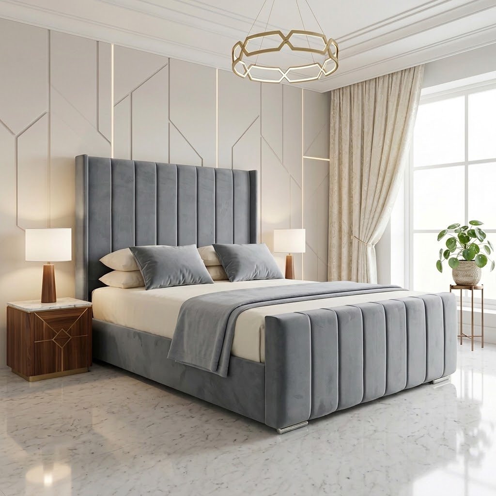 Philara Wingback Upholstered Bed Frame