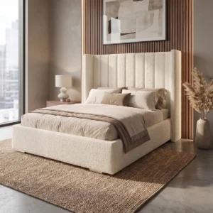 DUSK TEDDY BOUCLE WINGBACK BED