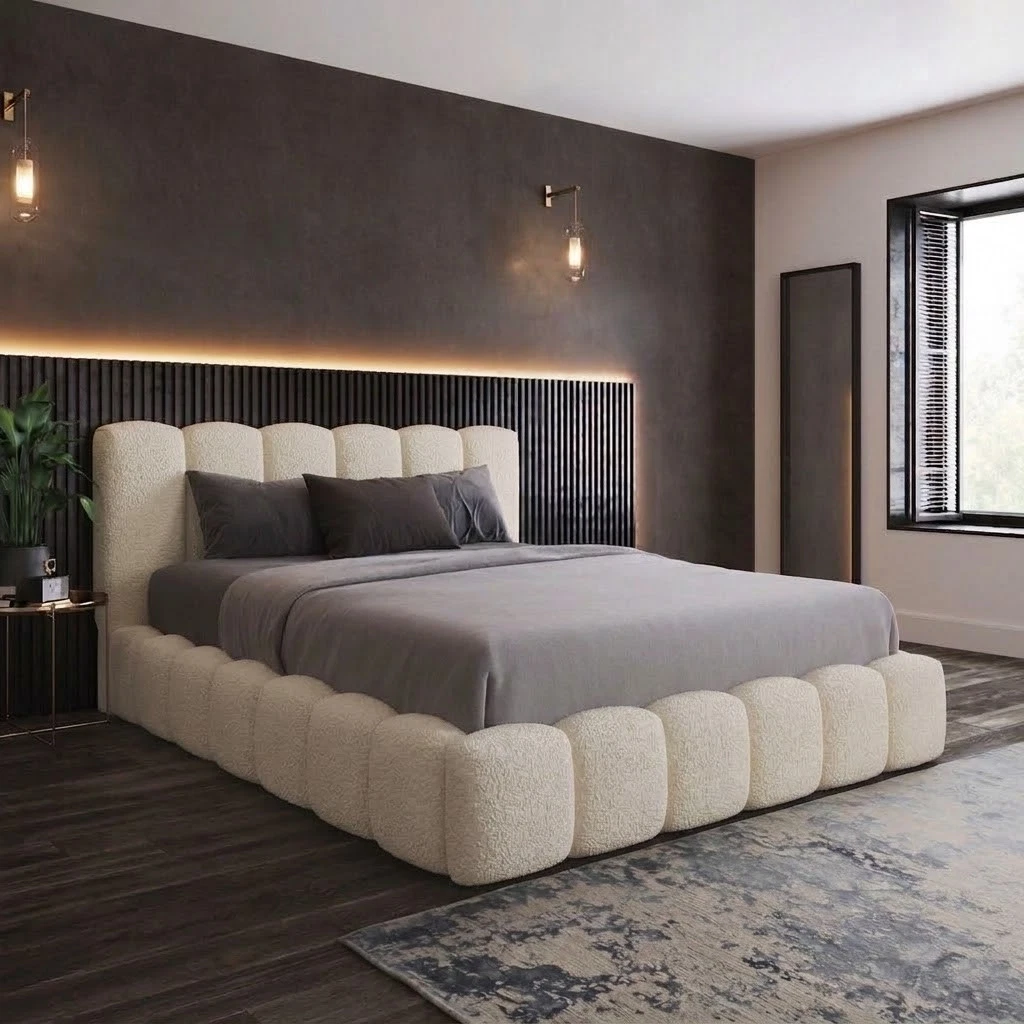 Premium Soft Teddy Boucle Cloud Bubble Bed - Optional Gas Lift Storage - Image 2