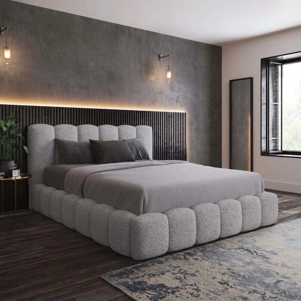 Premium Soft Teddy Boucle Cloud Bubble Bed - Optional Gas Lift Storage - Image 4