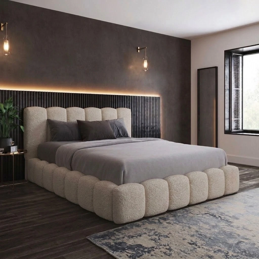 Premium Soft Teddy Boucle Cloud Bubble Bed - Optional Gas Lift Storage - Image 5