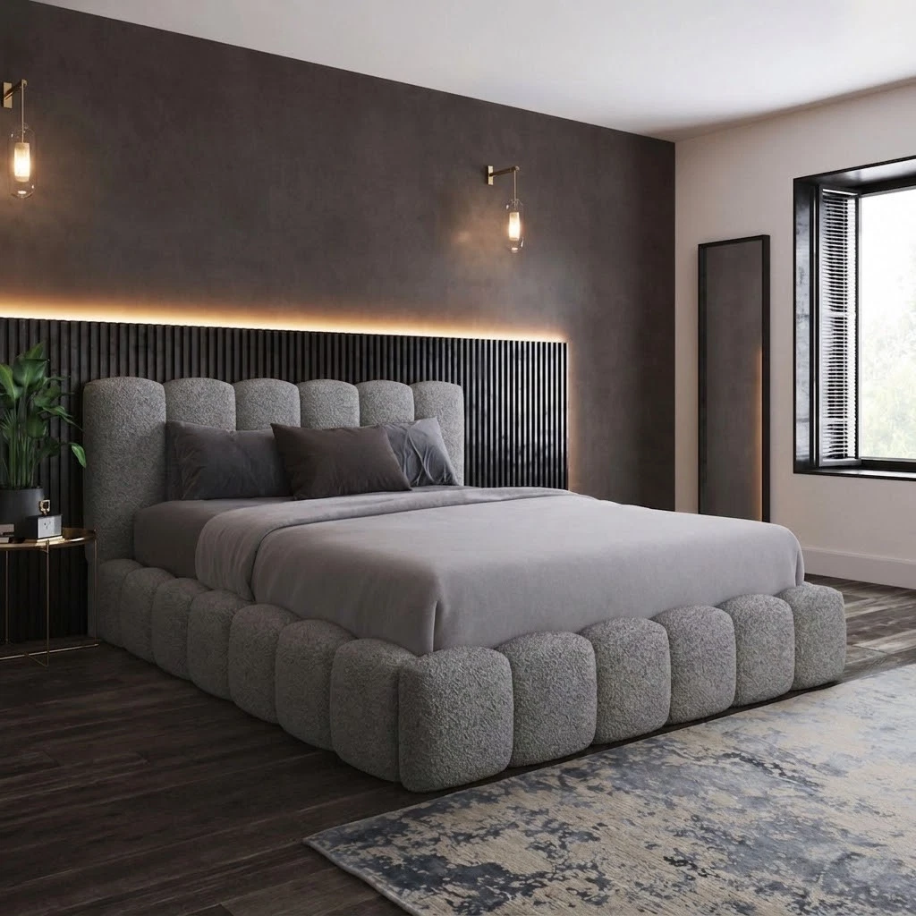 Premium Soft Teddy Boucle Cloud Bubble Bed - Optional Gas Lift Storage - Image 3
