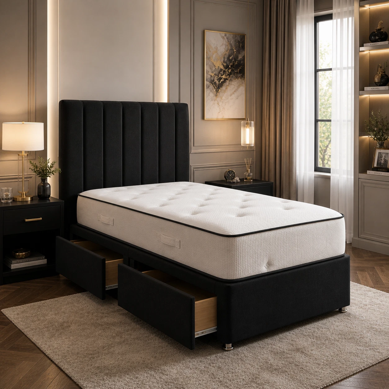 Single Divan 2 Drawers Storage Kids Bed