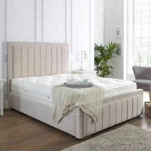 VERTICAL LINE PENAL HEADBOARD UPHOLSTERED HAND-MADE BED