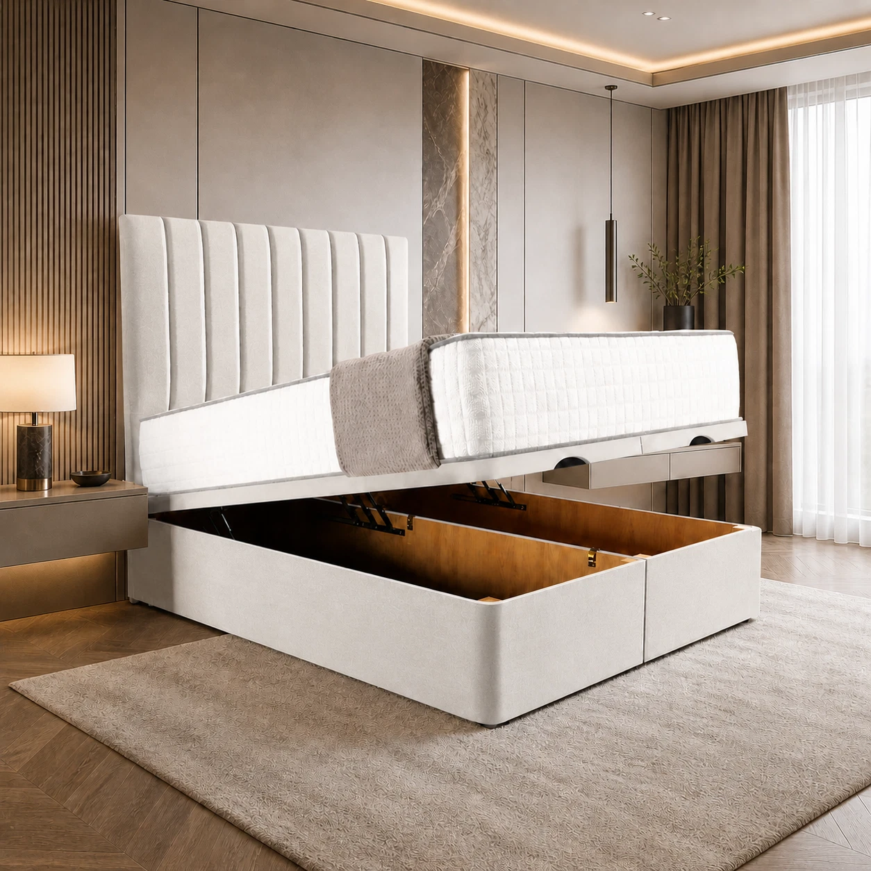 Divan Ottoman Storage Bed with Memory Mattress Double & King Size - Image 4