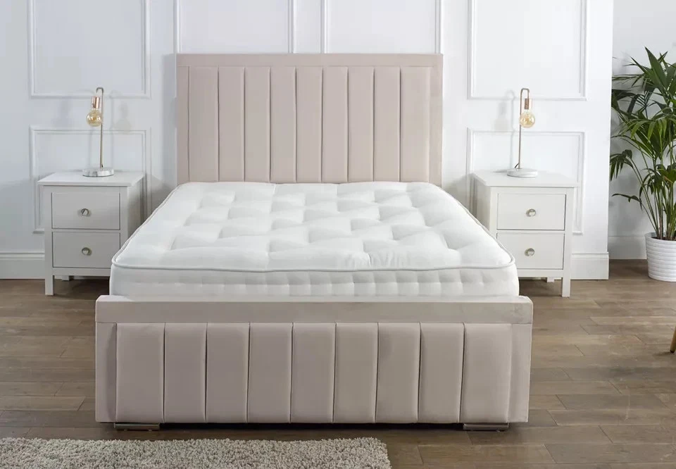 VERTICAL LINE PENAL HEADBOARD UPHOLSTERED HAND-MADE BED - Image 4