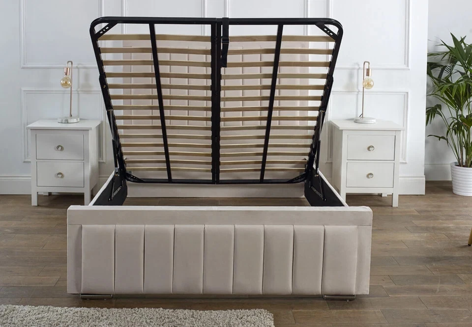 VERTICAL LINE PENAL HEADBOARD UPHOLSTERED HAND-MADE BED - Image 3