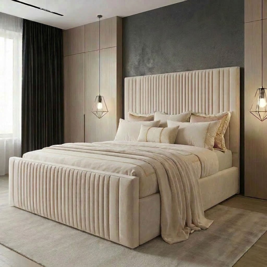 Vertical Penal Line Upholstered Bed