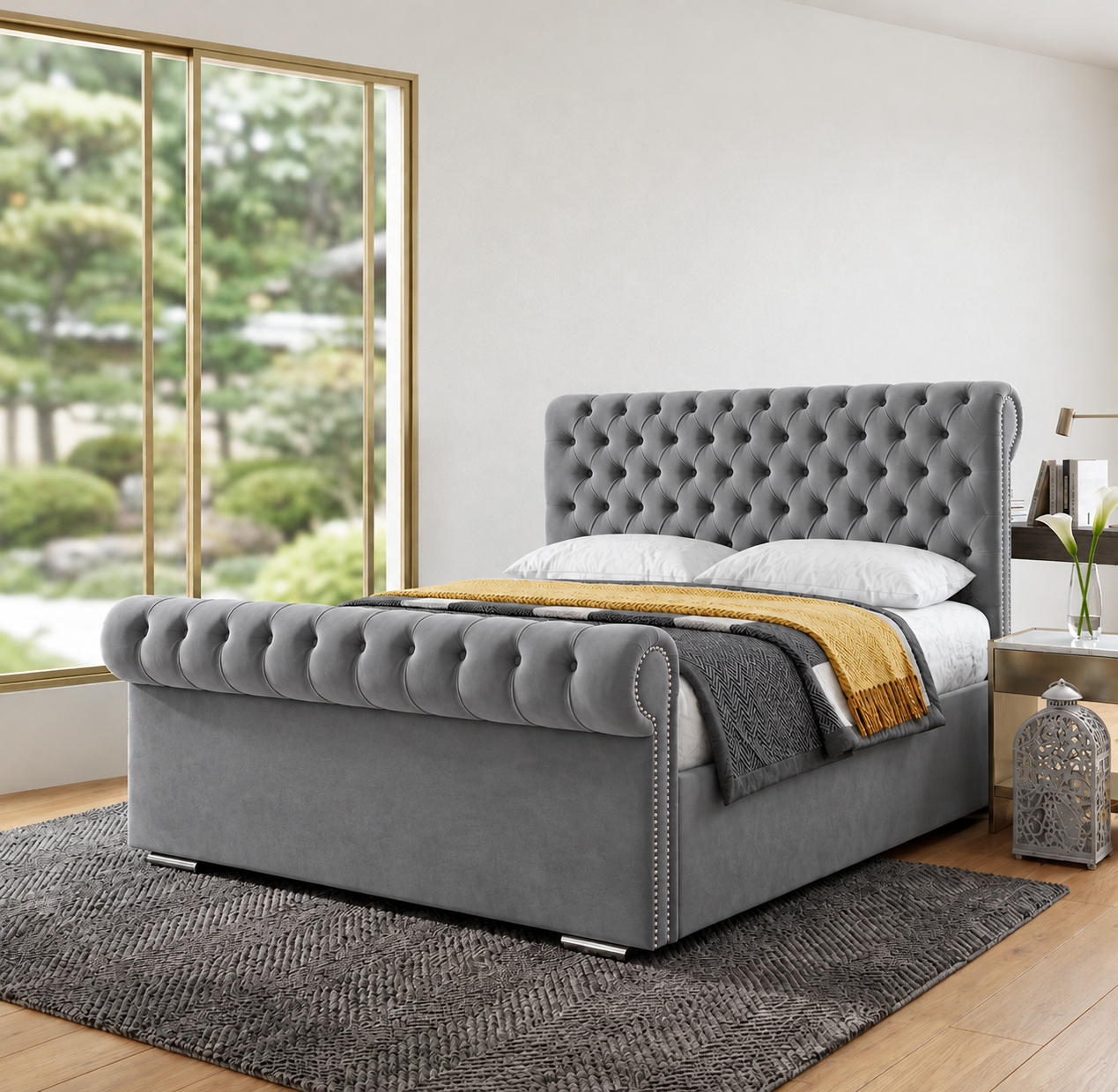 Sleigh Chesterfield Ottoman Bed - 5ft king Size - Image 3