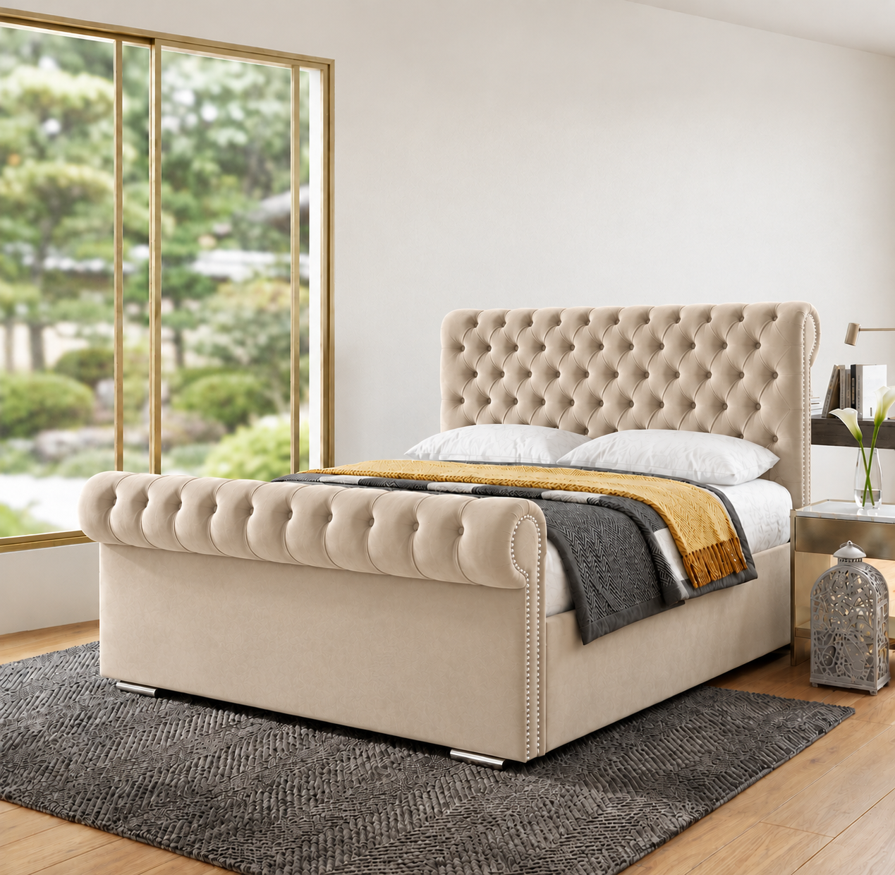 Sleigh Chesterfield Ottoman Bed - 5ft king Size - Image 5