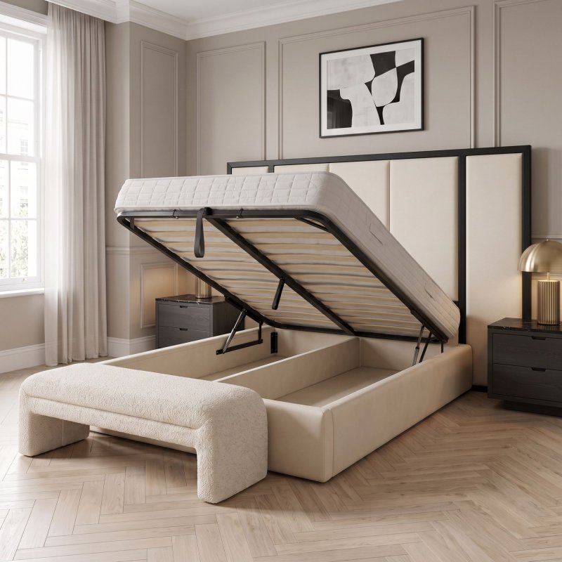 Atlas High Headboard Luxury Panelled Ottoman Bed Frame - Image 4