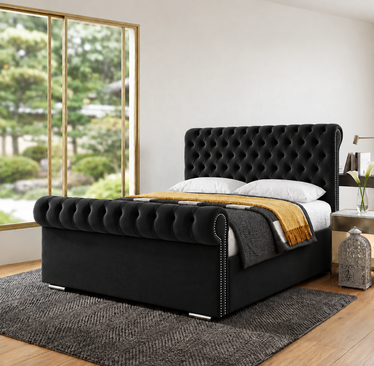Sleigh Chesterfield Ottoman Bed - 5ft king Size - Image 6