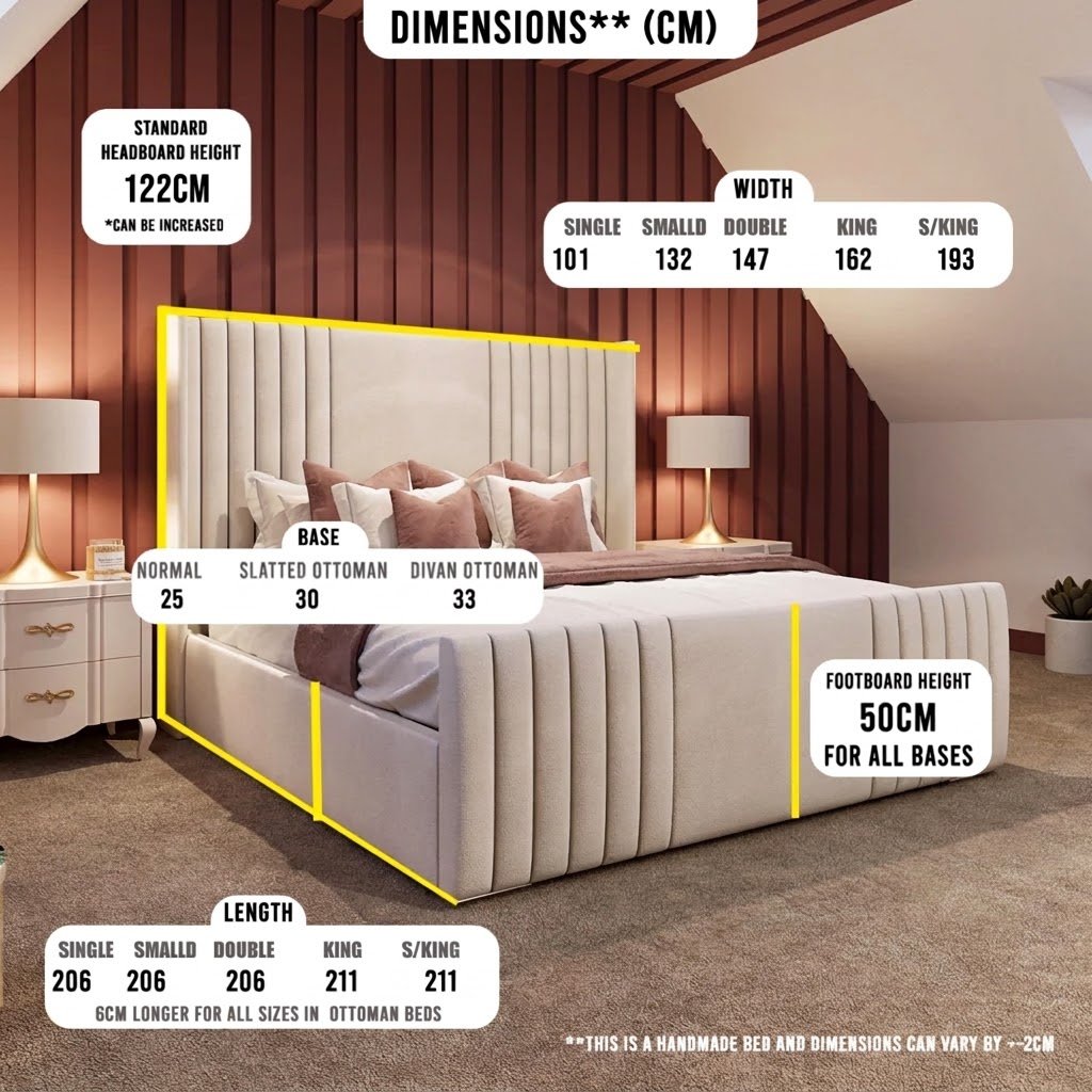 Wingback Nevada Bed Frame with Lines & Optional Storage - Image 2