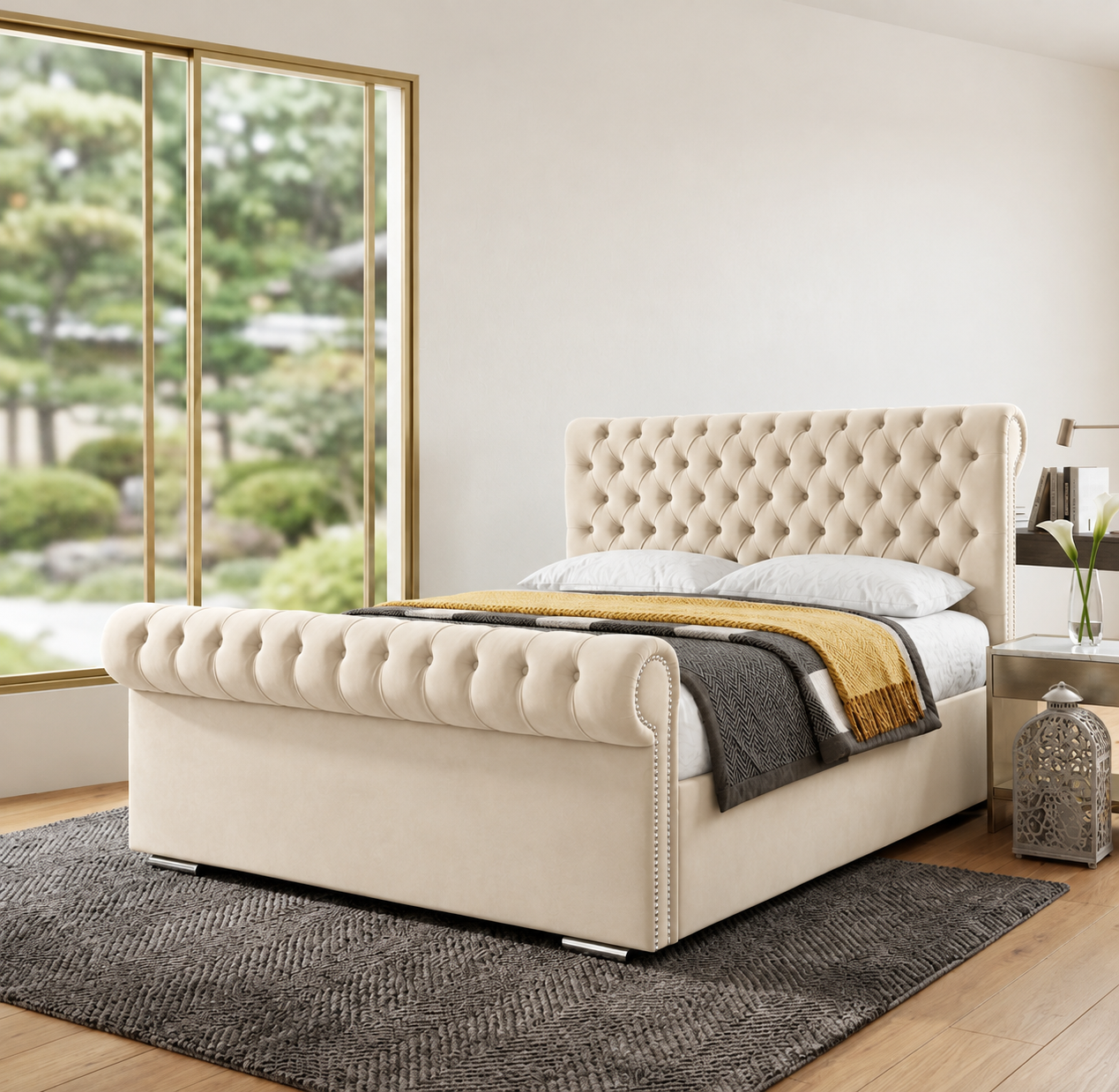 Sleigh Chesterfield Ottoman Bed - 5ft king Size - Image 2