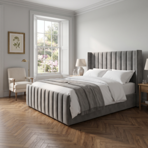 Channelled Wingback Bed